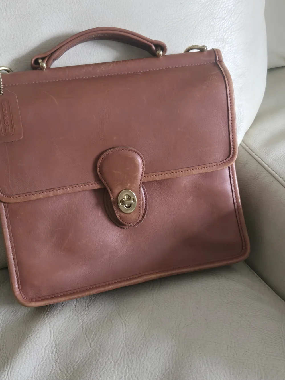 Coach Vintage Brown Leather Briefcase Crossbody 9927 - Picture 5 of 16